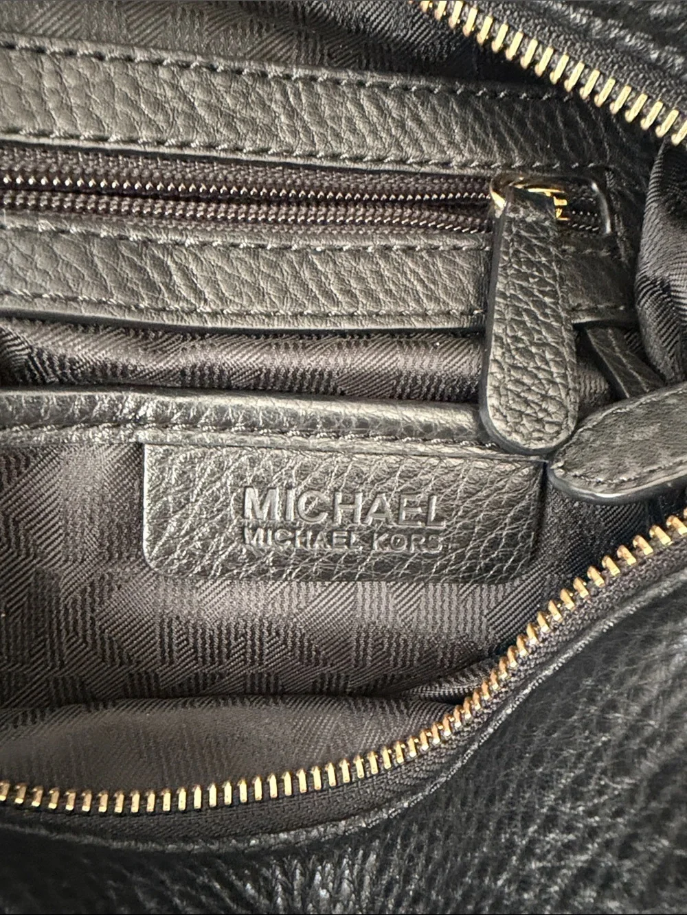 Michael Kors Black Pebbled Leather Tote with Gold Hardware